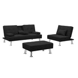 Fabric Folding Sofa Bed with 2 Cup Holders Sofa Bed with Ottoman