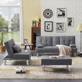 Fabric Folding Sofa Bed with 2 Cup Holders Sofa Bed with Ottoman