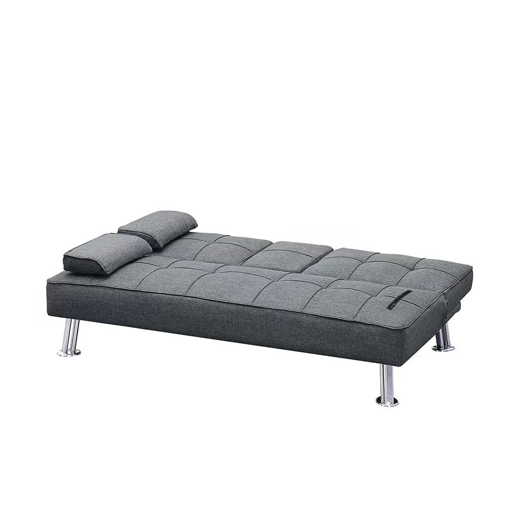 Fabric Folding Sofa Bed with 2 Cup Holders Sofa Bed with Ottoman