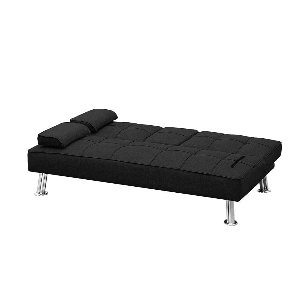 Fabric Folding Sofa Bed with 2 Cup Holders Sofa Bed with Ottoman