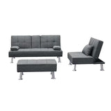 Fabric Folding Sofa Bed with 2 Cup Holders Sofa Bed with Ottoman