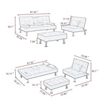 Fabric Folding Sofa Bed with 2 Cup Holders Sofa Bed with Ottoman