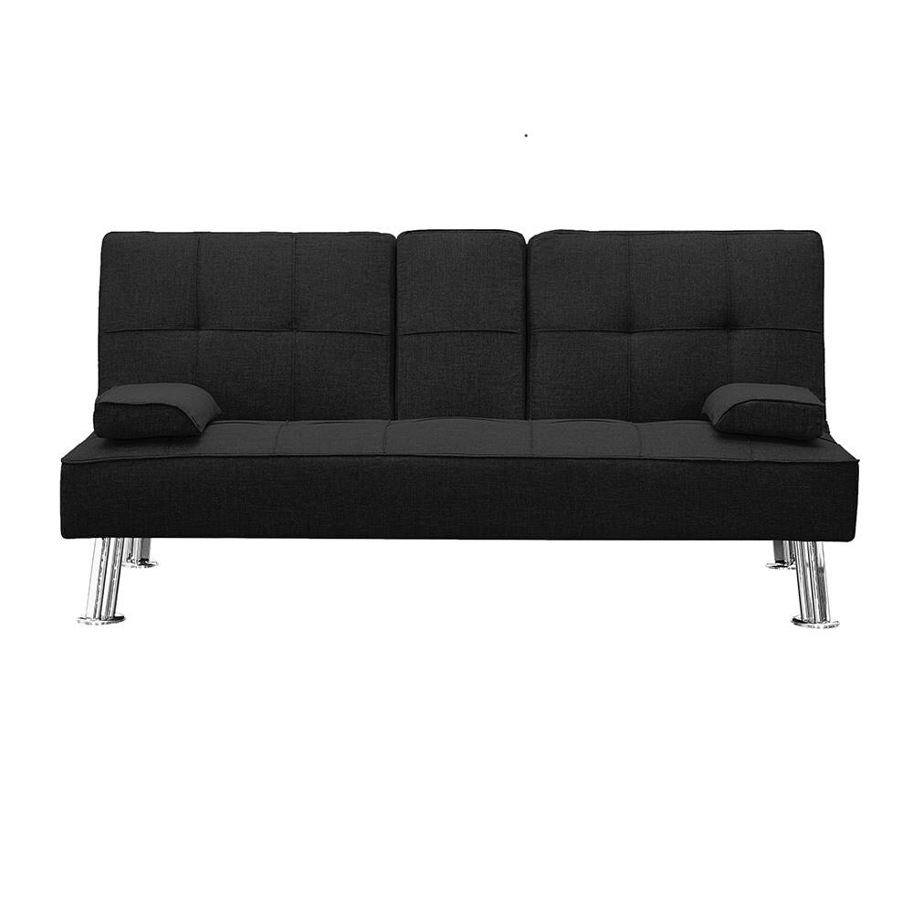 Fabric Folding Sofa Bed with 2 Cup Holders Sofa Bed with Ottoman