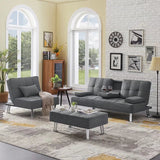 Fabric Folding Sofa Bed with 2 Cup Holders Sofa Bed with Ottoman