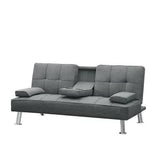 Fabric Folding Sofa Bed with 2 Cup Holders Sofa Bed with Ottoman