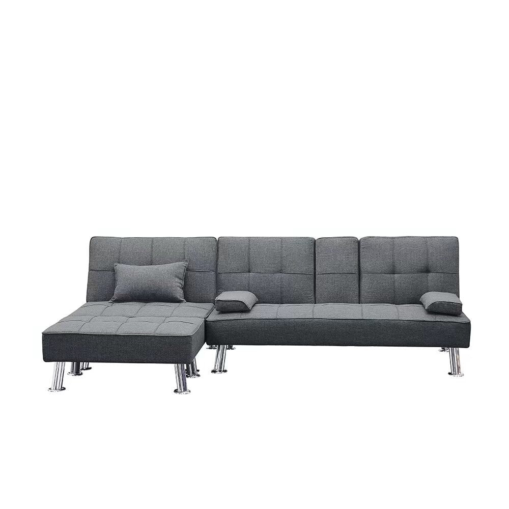 Fabric Folding Sofa Bed with 2 Cup Holders Sofa Bed with Ottoman