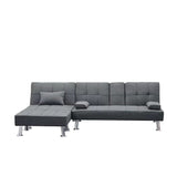 Fabric Folding Sofa Bed with 2 Cup Holders Sofa Bed with Ottoman