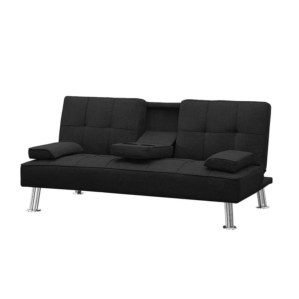 Fabric Folding Sofa Bed with 2 Cup Holders Sofa Bed with Ottoman