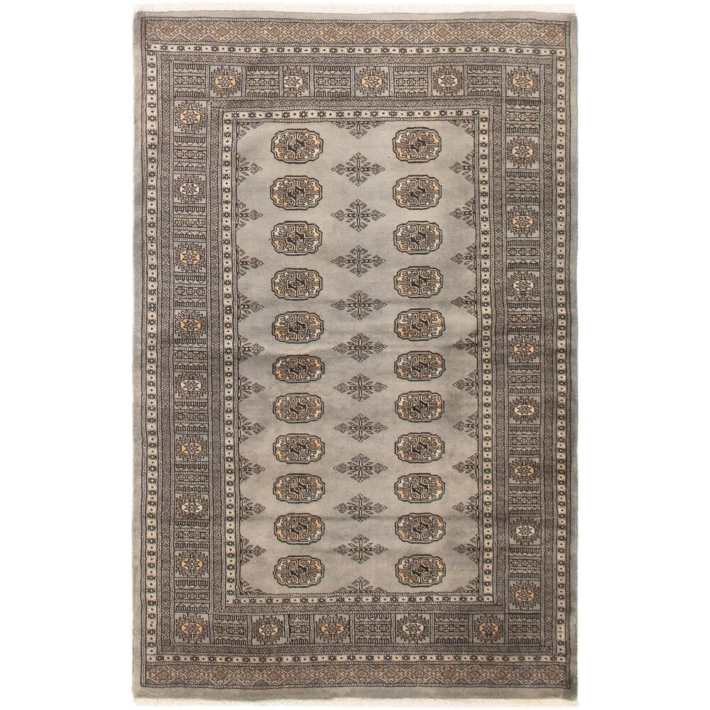 ECARPETGALLERY Finest Peshawar Bokhara Grey Rug - 4'2 x 6'6