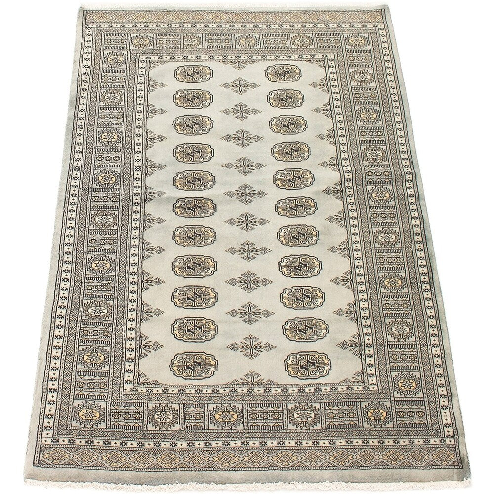ECARPETGALLERY Finest Peshawar Bokhara Grey Rug - 4'2 x 6'6