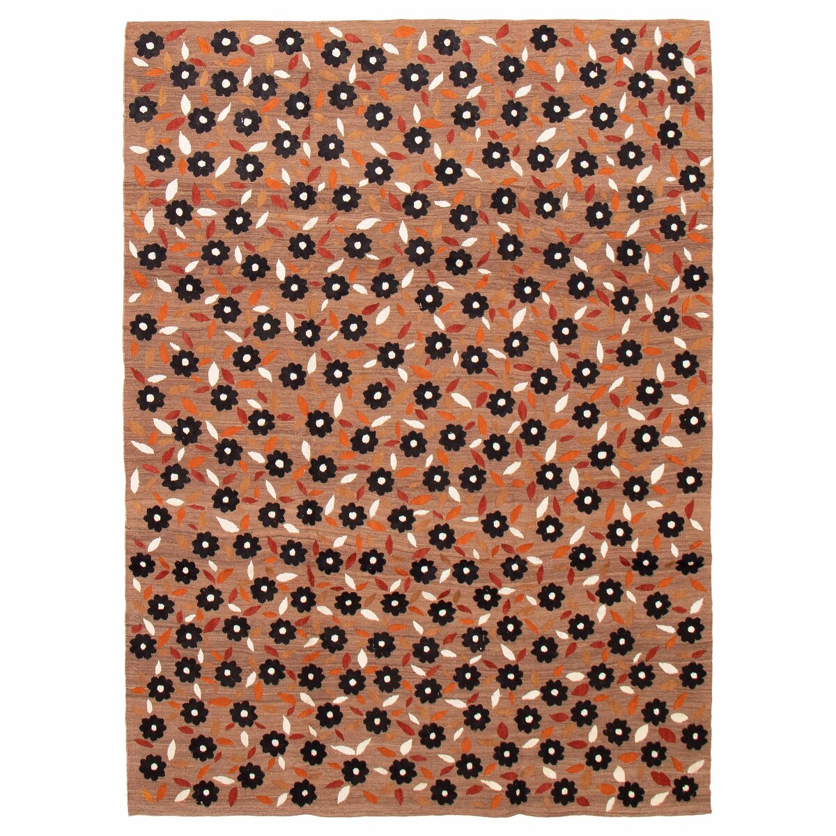 ECARPETGALLERY Flat-Weave Ankara FW Brown Silk, Wool Kilim - 6'11 x 9'2