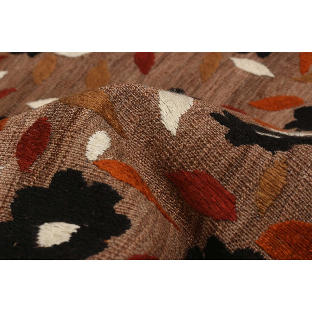 ECARPETGALLERY Flat-Weave Ankara FW Brown Silk, Wool Kilim - 6'11 x 9'2