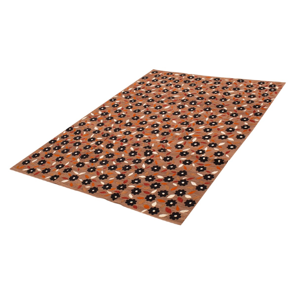 ECARPETGALLERY Flat-Weave Ankara FW Brown Silk, Wool Kilim - 6'11 x 9'2