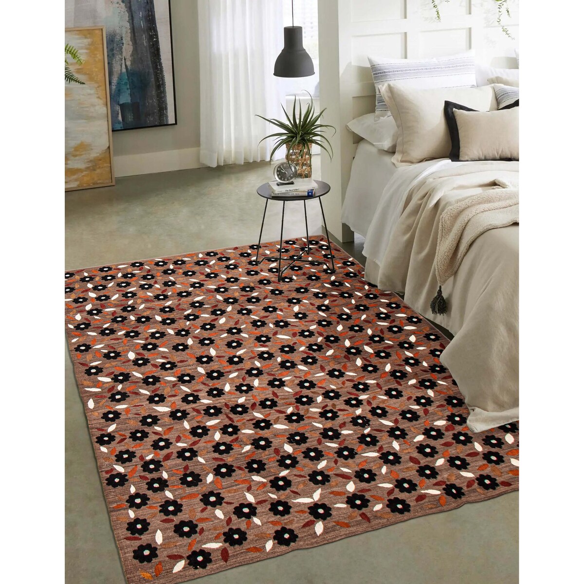 ECARPETGALLERY Flat-Weave Ankara FW Brown Silk, Wool Kilim - 6'11 x 9'2