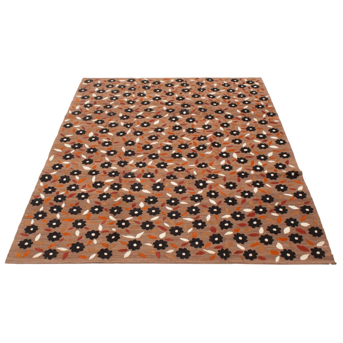 ECARPETGALLERY Flat-Weave Ankara FW Brown Silk, Wool Kilim - 6'11 x 9'2