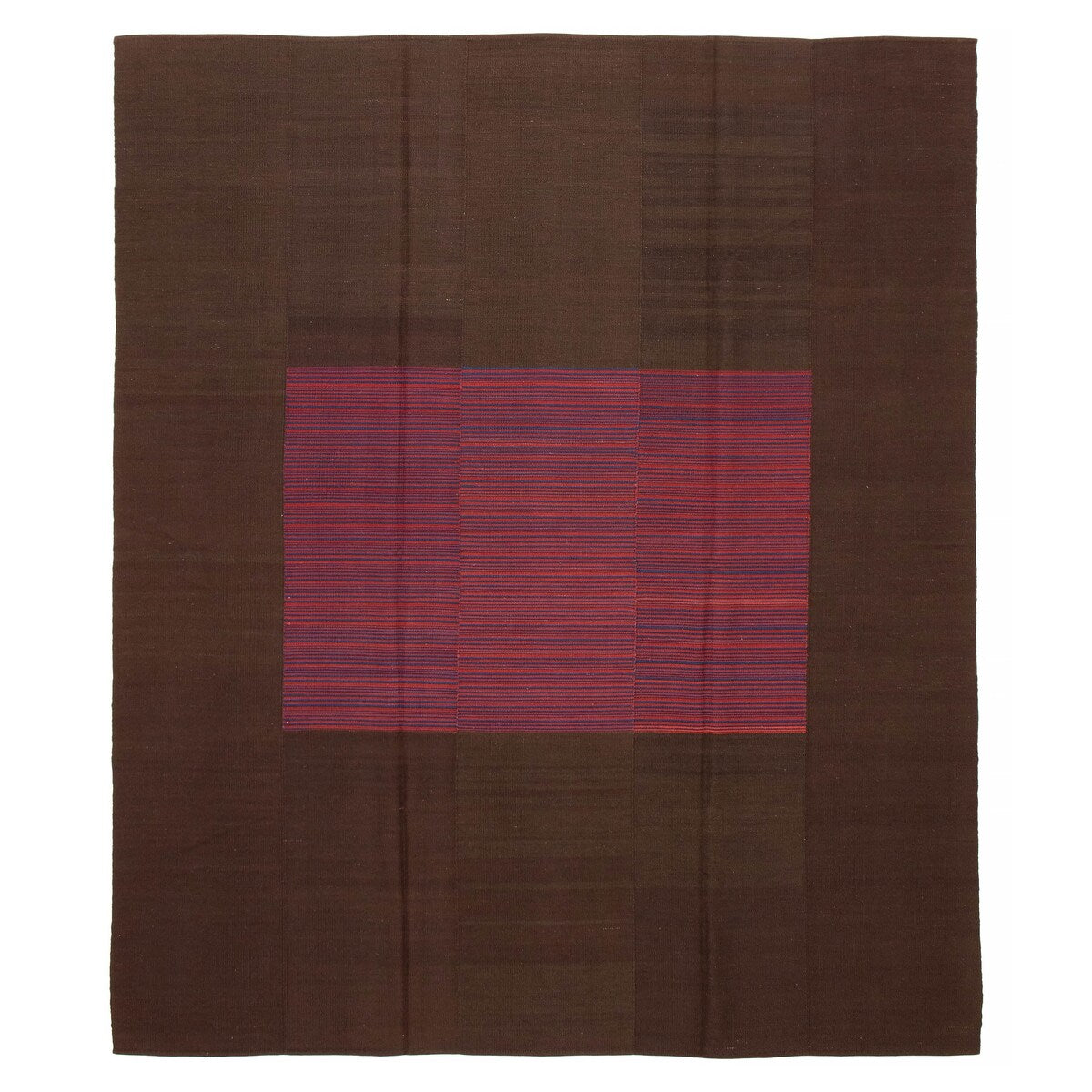 ECARPETGALLERY Flat-Weave Boho Brown Wool Kilim - 8'4 x 9'10