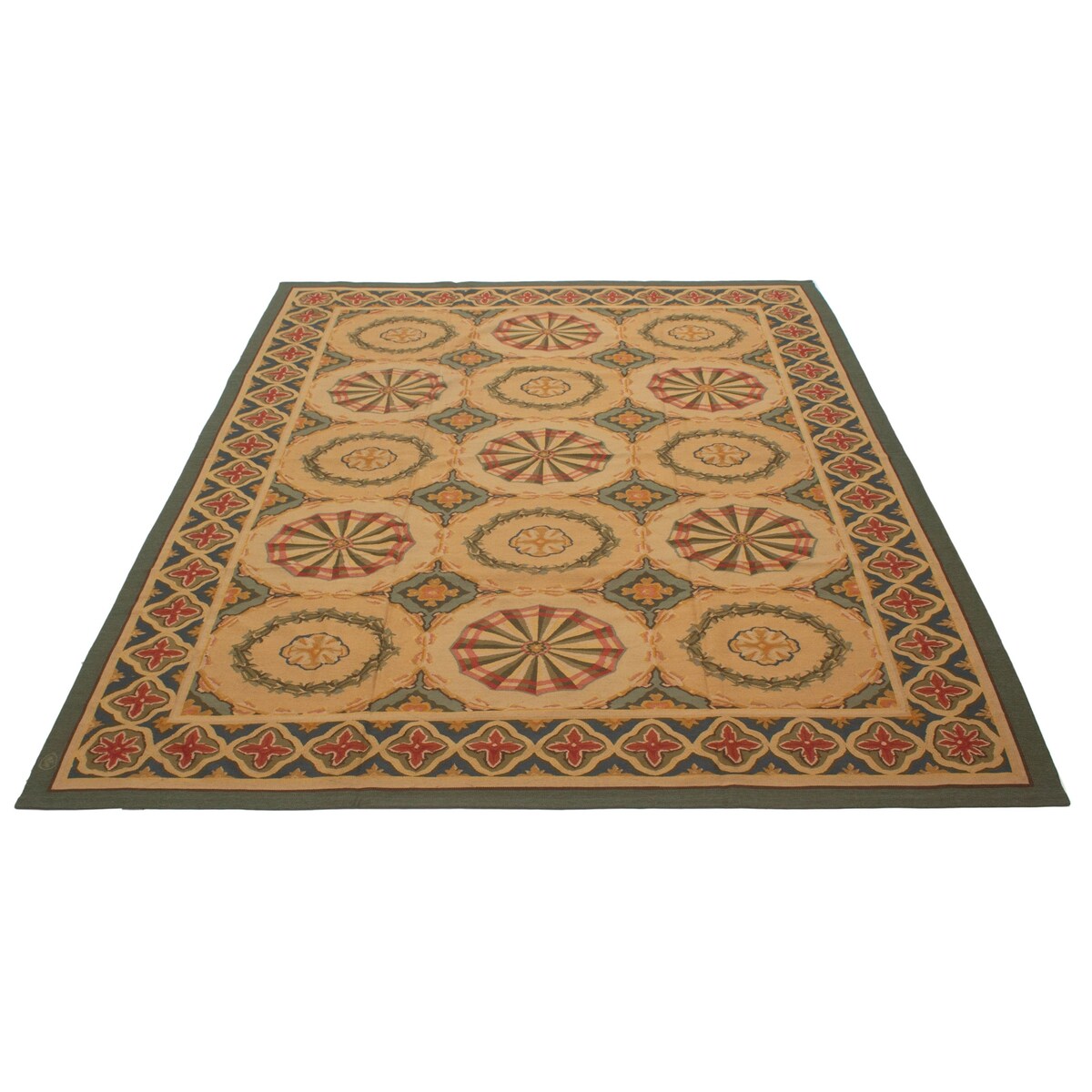 ECARPETGALLERY Flat-Weave Dynasty Tan Wool Tapestry Kilim - 9'0 x 11'5