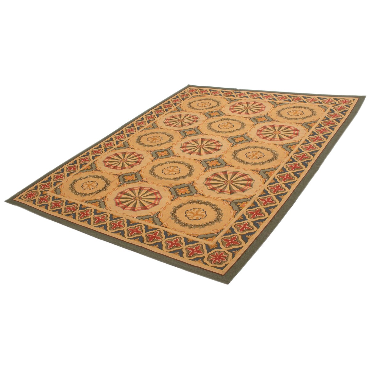 ECARPETGALLERY Flat-Weave Dynasty Tan Wool Tapestry Kilim - 9'0 x 11'5