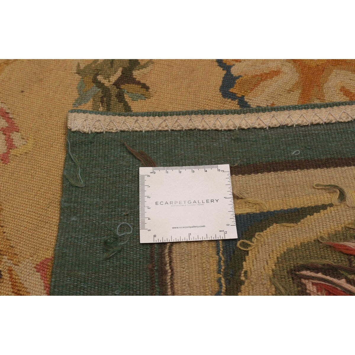 ECARPETGALLERY Flat-Weave Dynasty Tan Wool Tapestry Kilim - 9'0 x 11'5