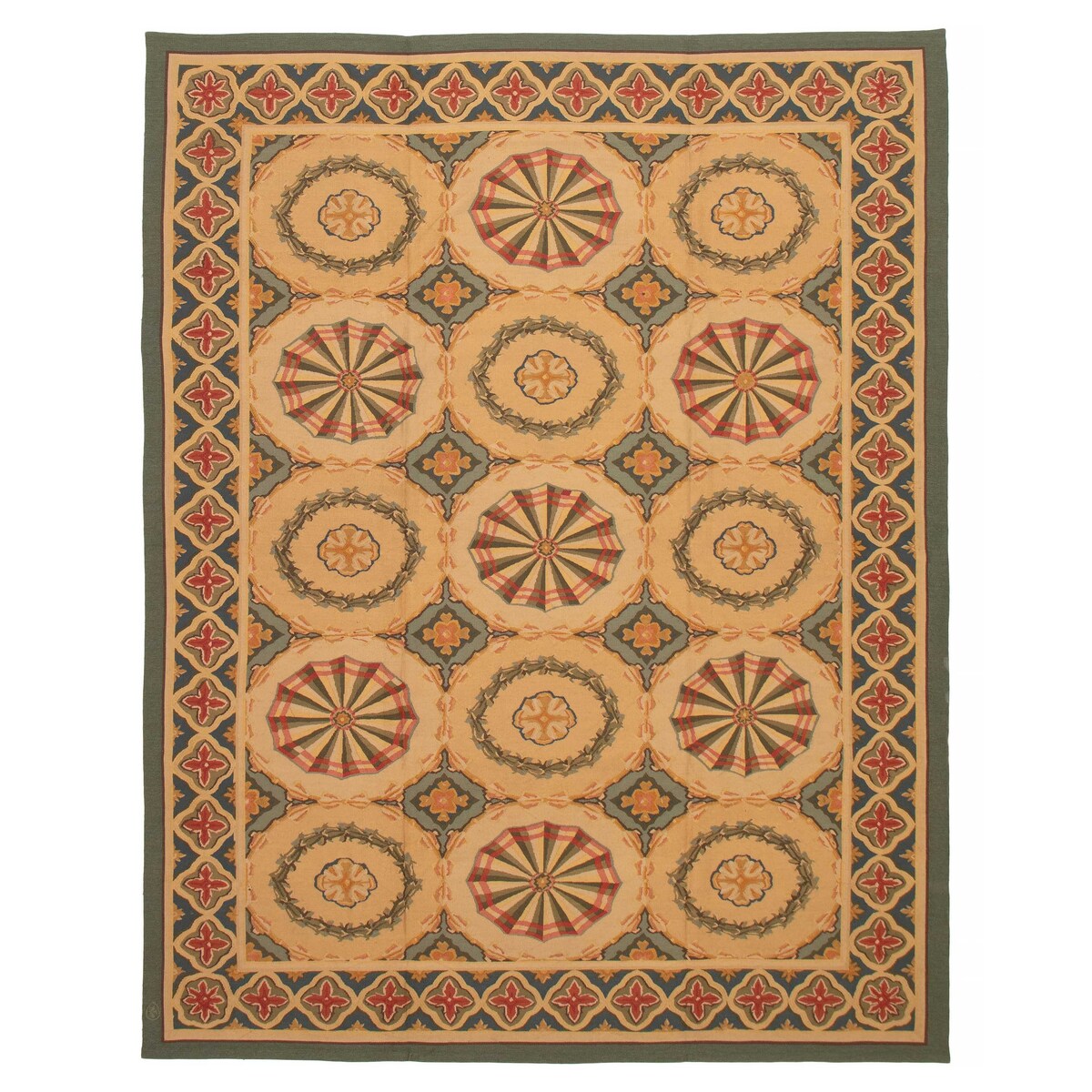 ECARPETGALLERY Flat-Weave Dynasty Tan Wool Tapestry Kilim - 9'0 x 11'5