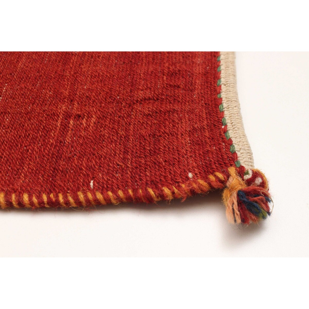 ECARPETGALLERY Flat-Weave Kashkuli Red Wool Tapestry Kilim - 7'3 x 7'8