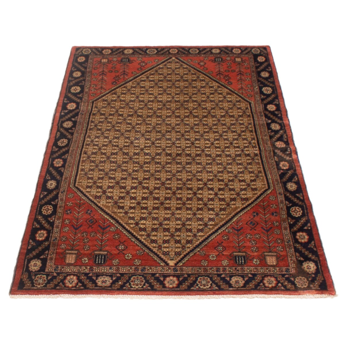 ECARPETGALLERY Hand-knotted Andelz Brown, Red Wool Rug - 4'3 x 7'0