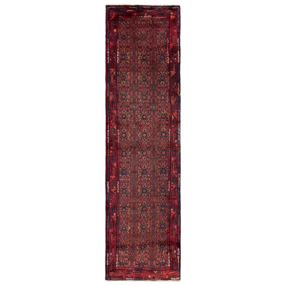 ECARPETGALLERY Hand-knotted Andelz Light Brown, Red Wool Rug - 2'7 x 9'9
