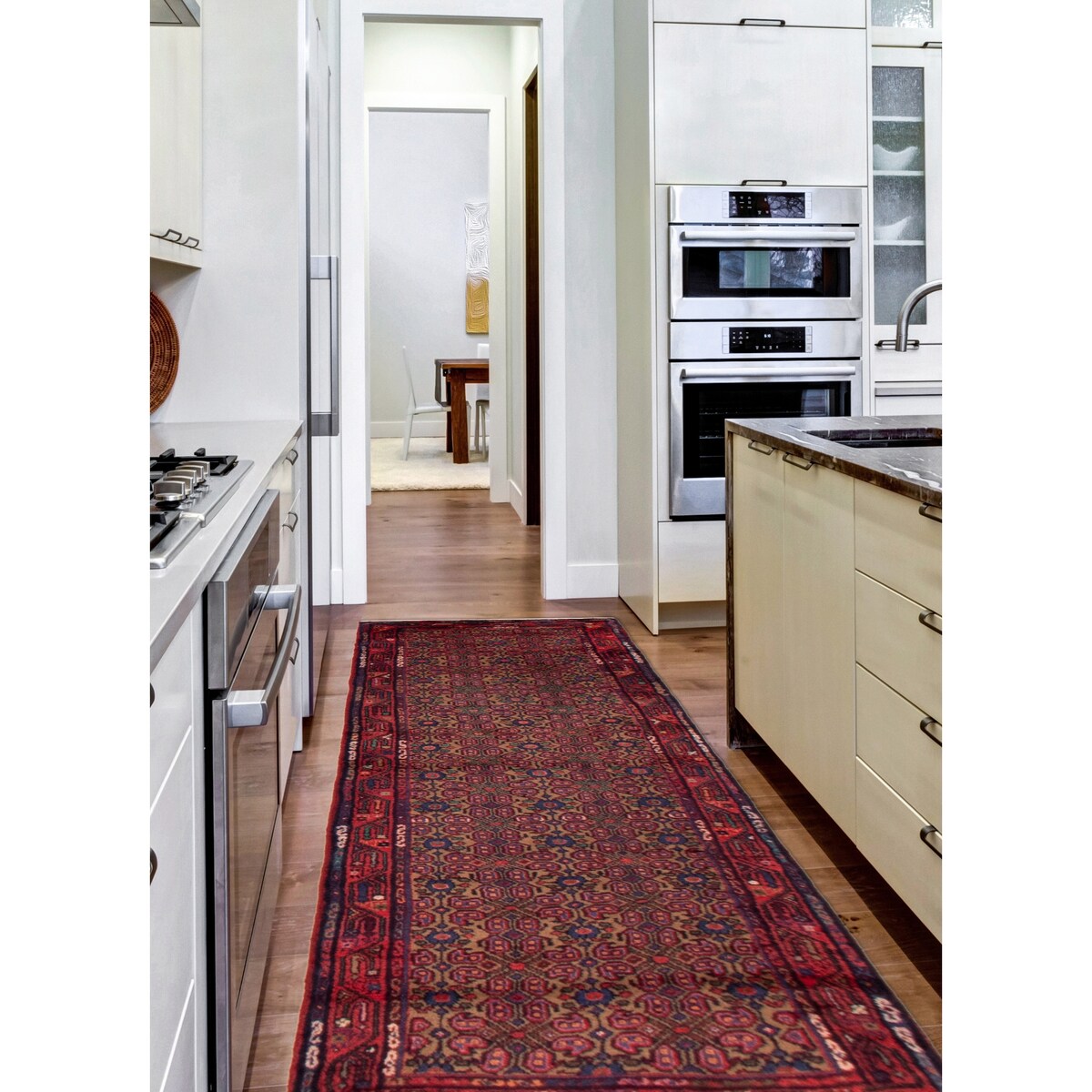 ECARPETGALLERY Hand-knotted Andelz Light Brown, Red Wool Rug - 2'7 x 9'9