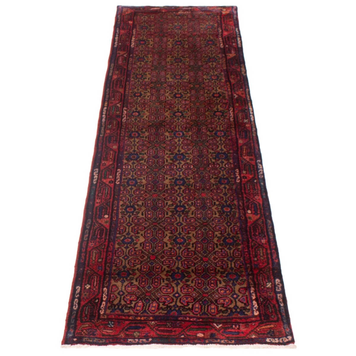 ECARPETGALLERY Hand-knotted Andelz Light Brown, Red Wool Rug - 2'7 x 9'9