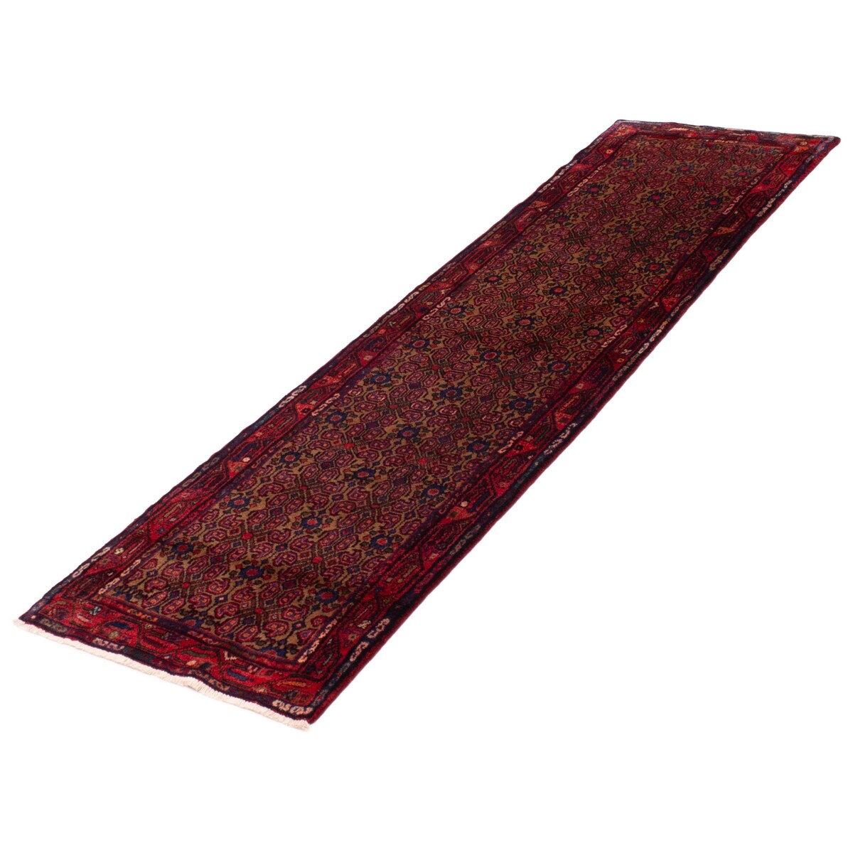 ECARPETGALLERY Hand-knotted Andelz Light Brown, Red Wool Rug - 2'7 x 9'9
