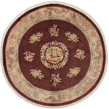 ECARPETGALLERY Hand-knotted Aubousson Dark Brown Wool Rug - 9'1 x 9'1