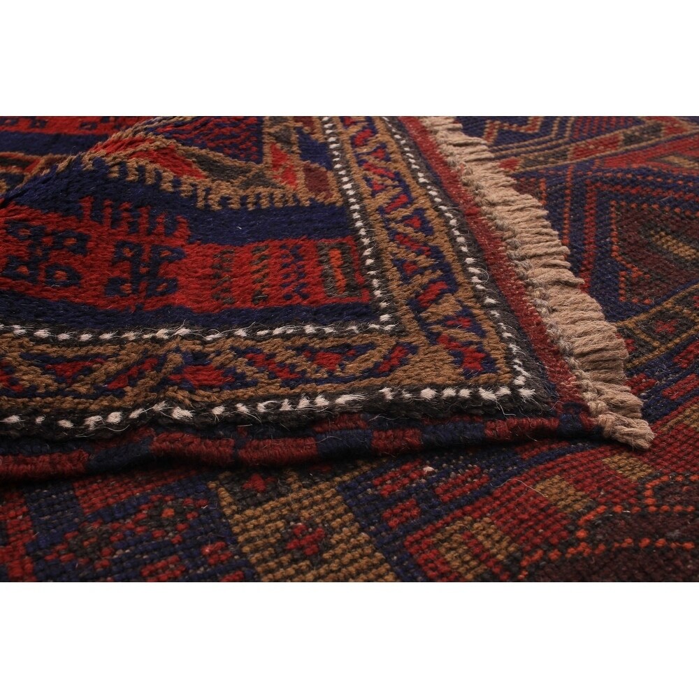ECARPETGALLERY Hand-knotted Baluch Dark Blue, Red Wool Rug - 2'10 x 4'8
