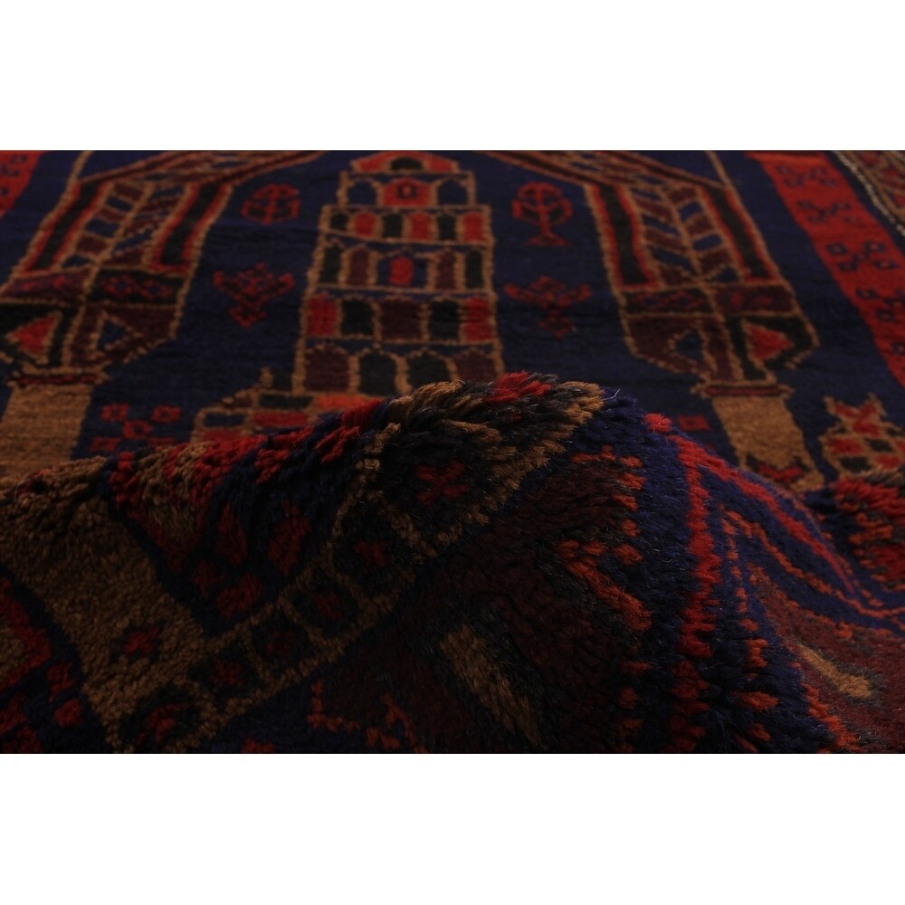 ECARPETGALLERY Hand-knotted Baluch Dark Blue, Red Wool Rug - 2'10 x 4'8