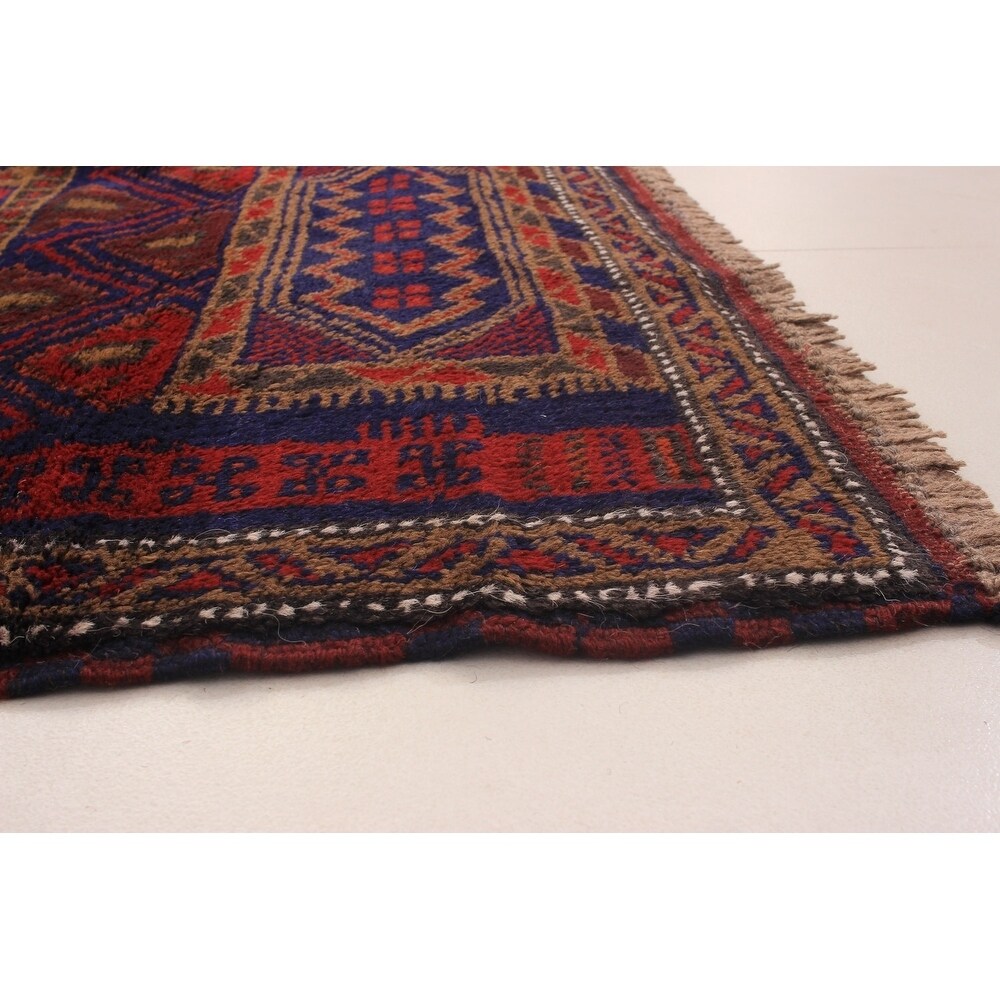 ECARPETGALLERY Hand-knotted Baluch Dark Blue, Red Wool Rug - 2'10 x 4'8