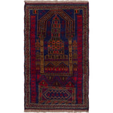 ECARPETGALLERY Hand-knotted Baluch Dark Blue, Red Wool Rug - 2'10 x 4'8