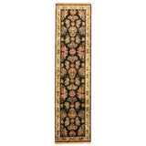 Hand-knotted British Raj Black Wool Rug - 2'8" x 10'4" Runner/2'8 x 10'4