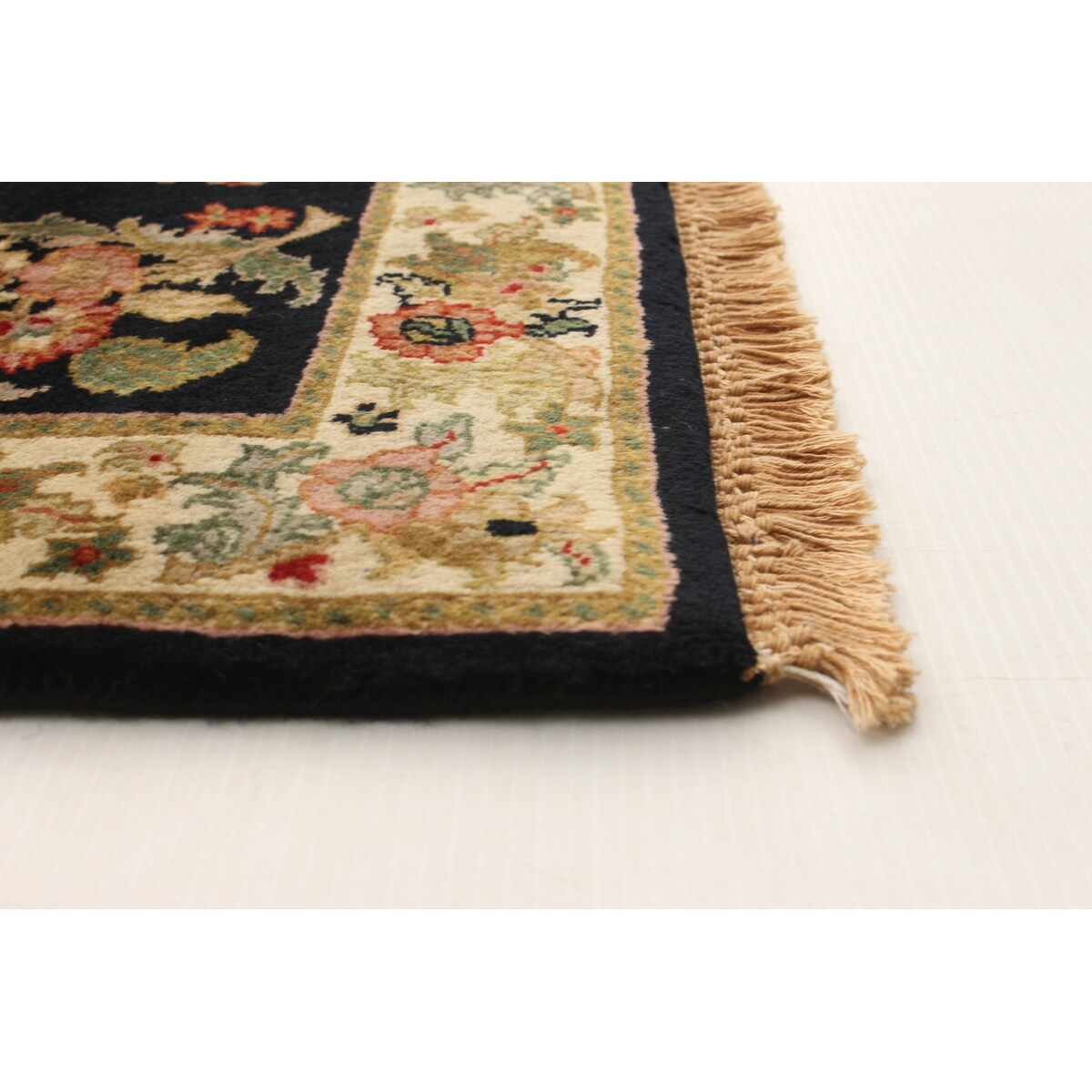 Hand-knotted British Raj Black Wool Rug - 2'8" x 10'4" Runner/2'8 x 10'4
