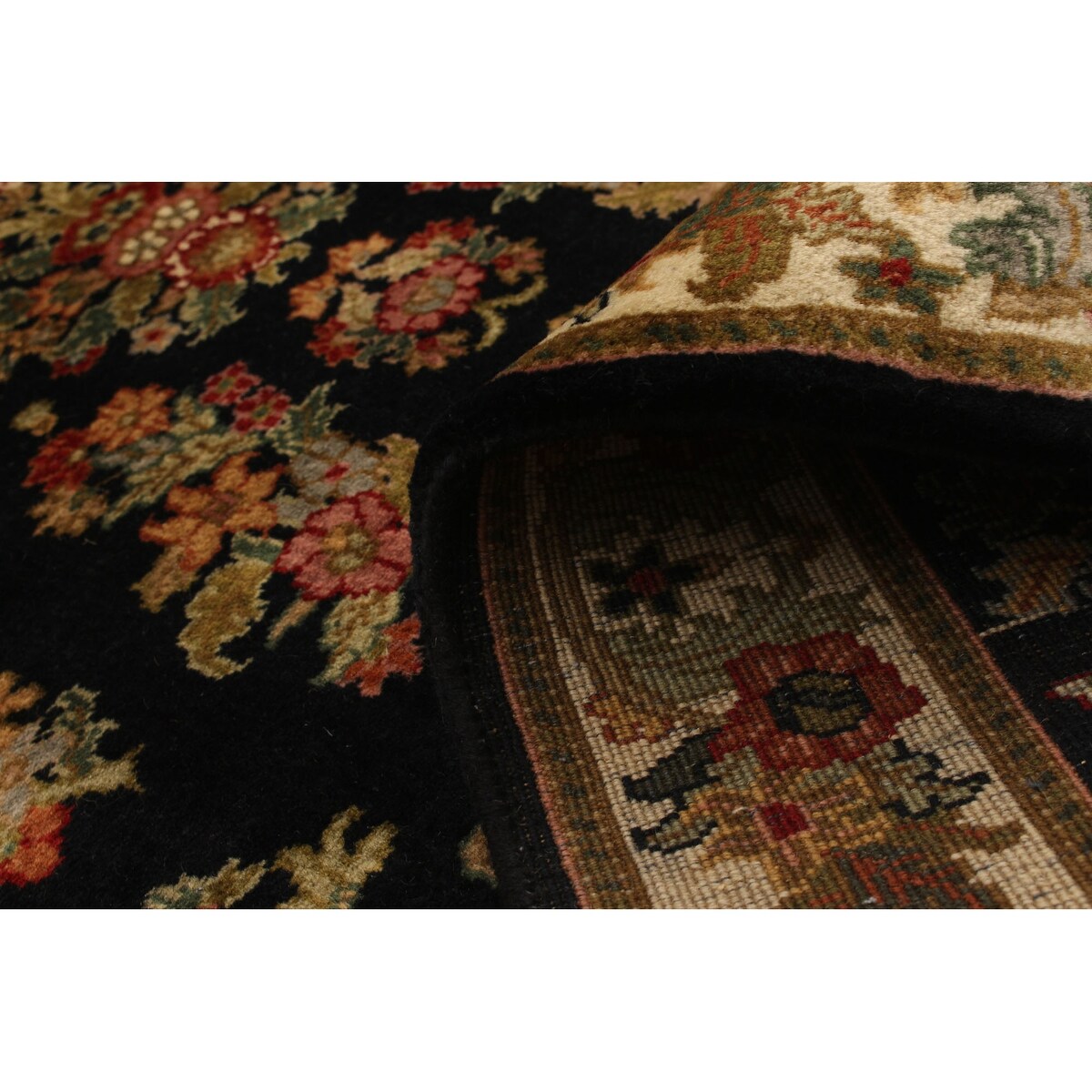 Hand-knotted British Raj Black Wool Rug - 2'8" x 10'4" Runner/2'8 x 10'4