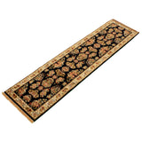 Hand-knotted British Raj Black Wool Rug - 2'8" x 10'4" Runner/2'8 x 10'4