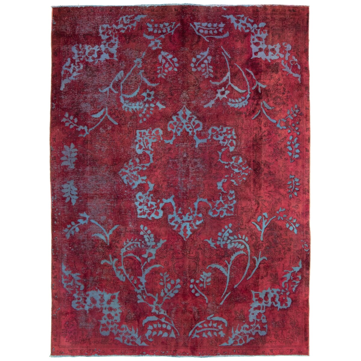 Hand-knotted Color Transition Burgundy Wool Rug - 7'9 x 10'8