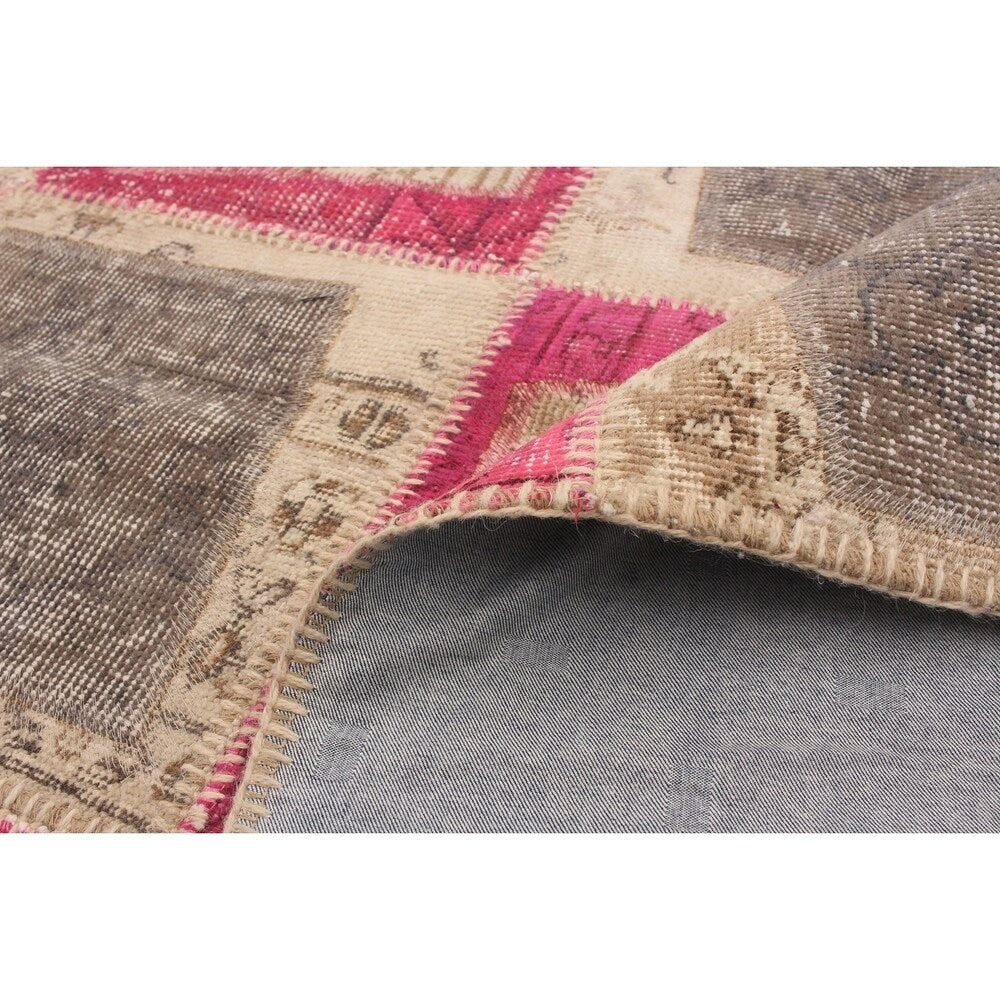 ECARPETGALLERY Hand-knotted Color Transition Patch Cream Wool Rug - 5'9 x 7'11