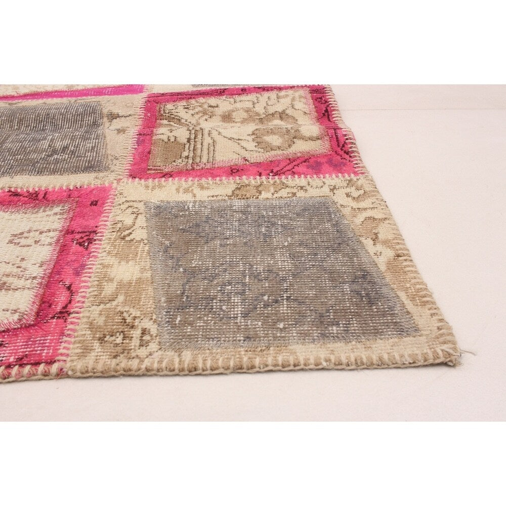 ECARPETGALLERY Hand-knotted Color Transition Patch Cream Wool Rug - 5'9 x 7'11