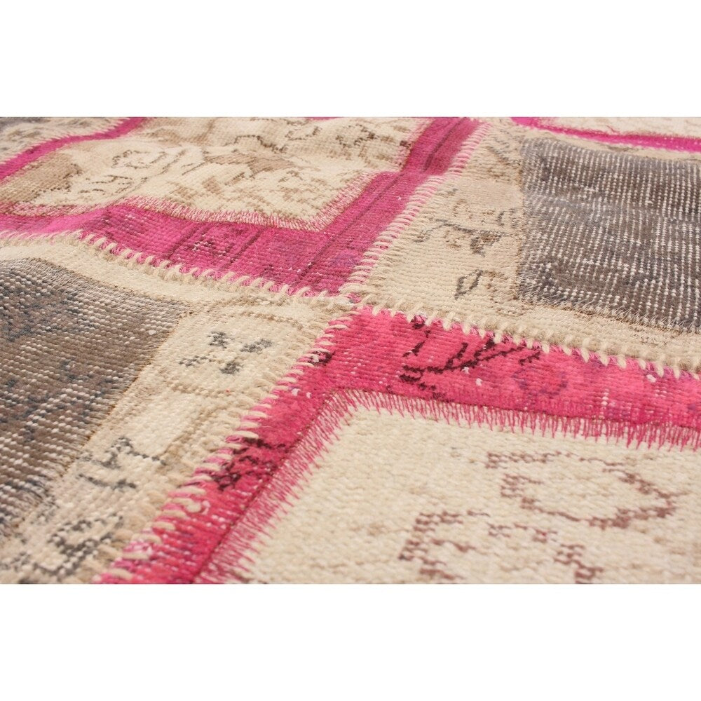 ECARPETGALLERY Hand-knotted Color Transition Patch Cream Wool Rug - 5'9 x 7'11