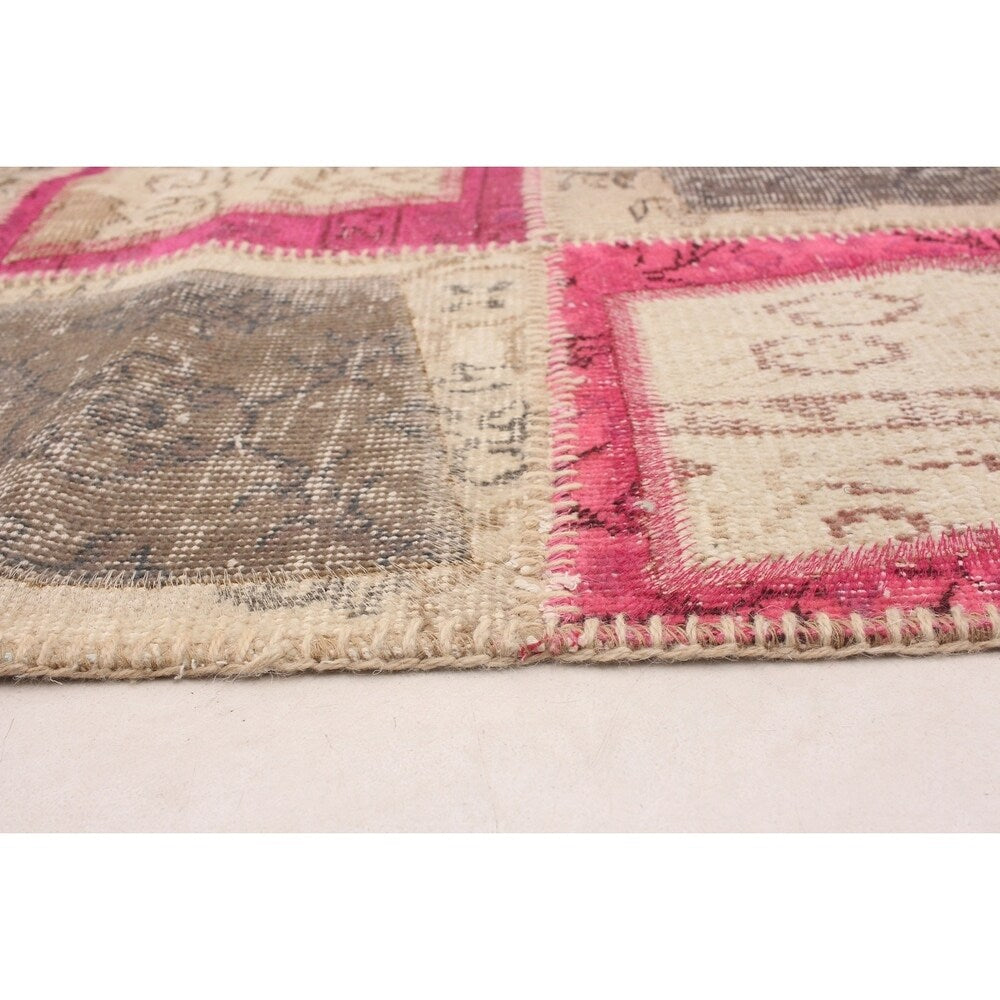 ECARPETGALLERY Hand-knotted Color Transition Patch Cream Wool Rug - 5'9 x 7'11