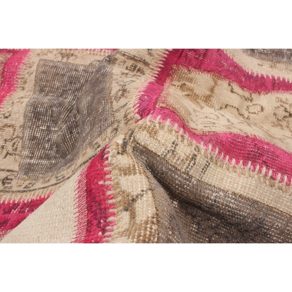 ECARPETGALLERY Hand-knotted Color Transition Patch Cream Wool Rug - 5'9 x 7'11