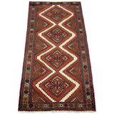 Hand-knotted Darjazin Cream, Red Wool Rug - 2'6" x 5'9" Runner/2'6 x 5'9