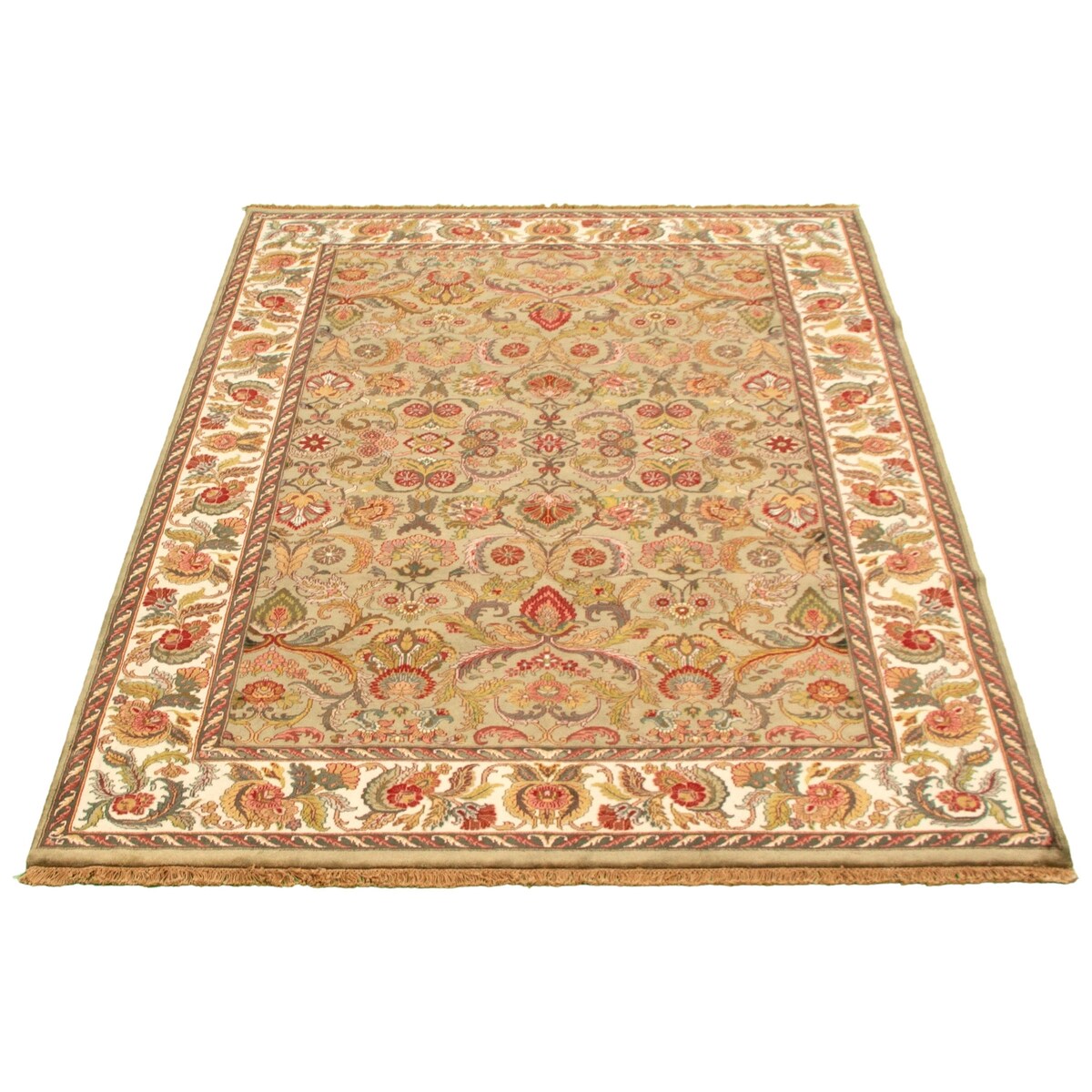 Hand-knotted Essex Green Wool Rug - 6'1" x 8'10"/6'1 x 8'10