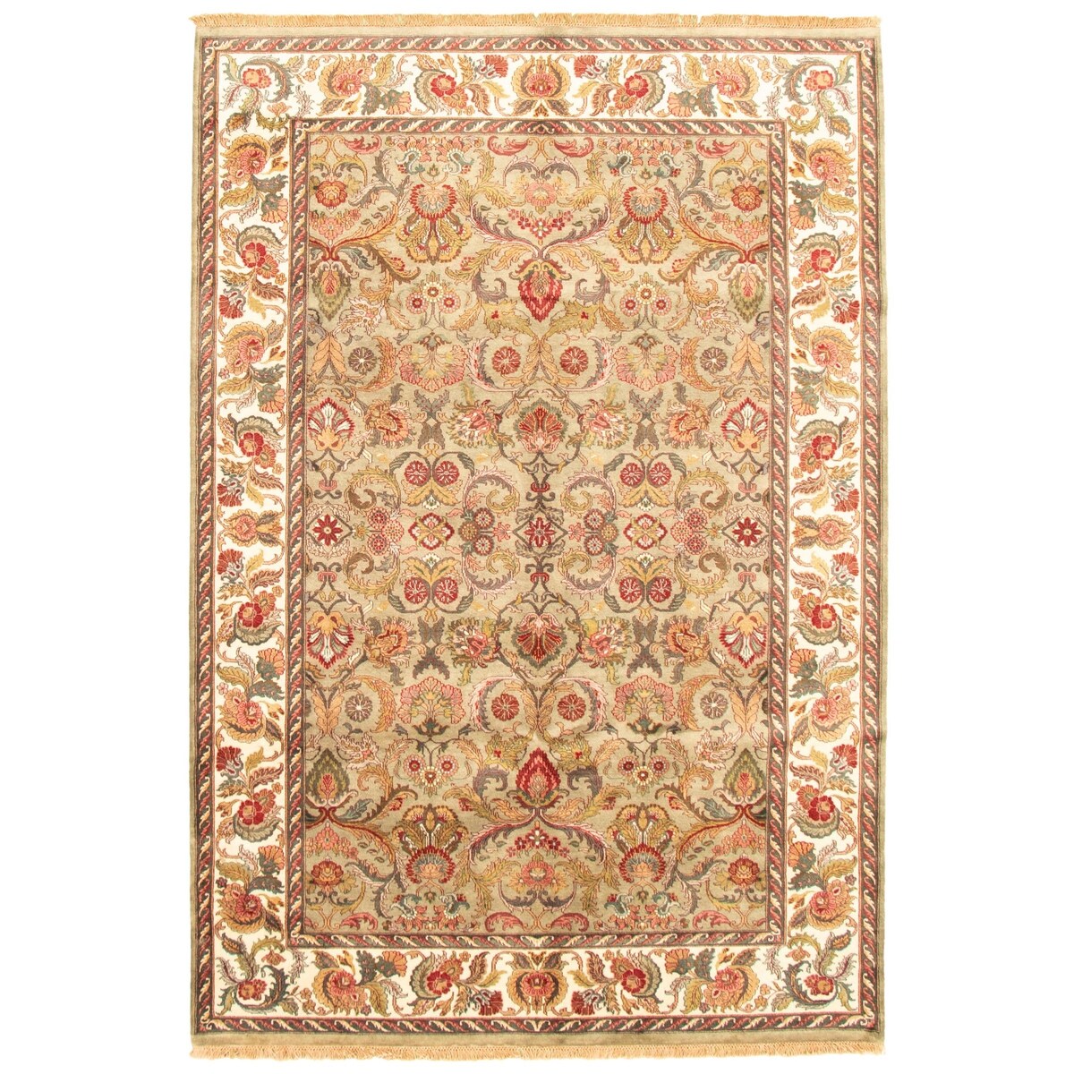 Hand-knotted Essex Green Wool Rug - 6'1" x 8'10"/6'1 x 8'10