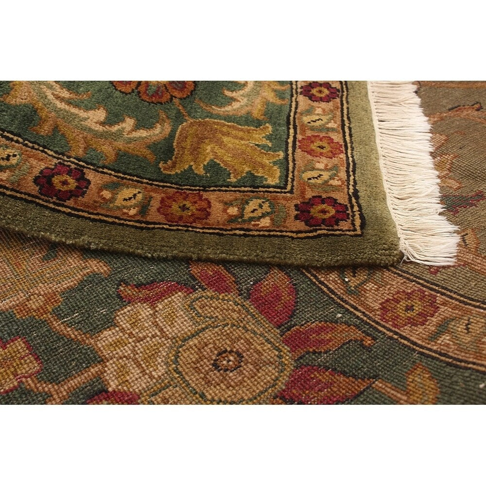 ECARPETGALLERY Hand-knotted Finest Agra Jaipur Dark Olive Green Wool Rug - 7'9 x 9'8
