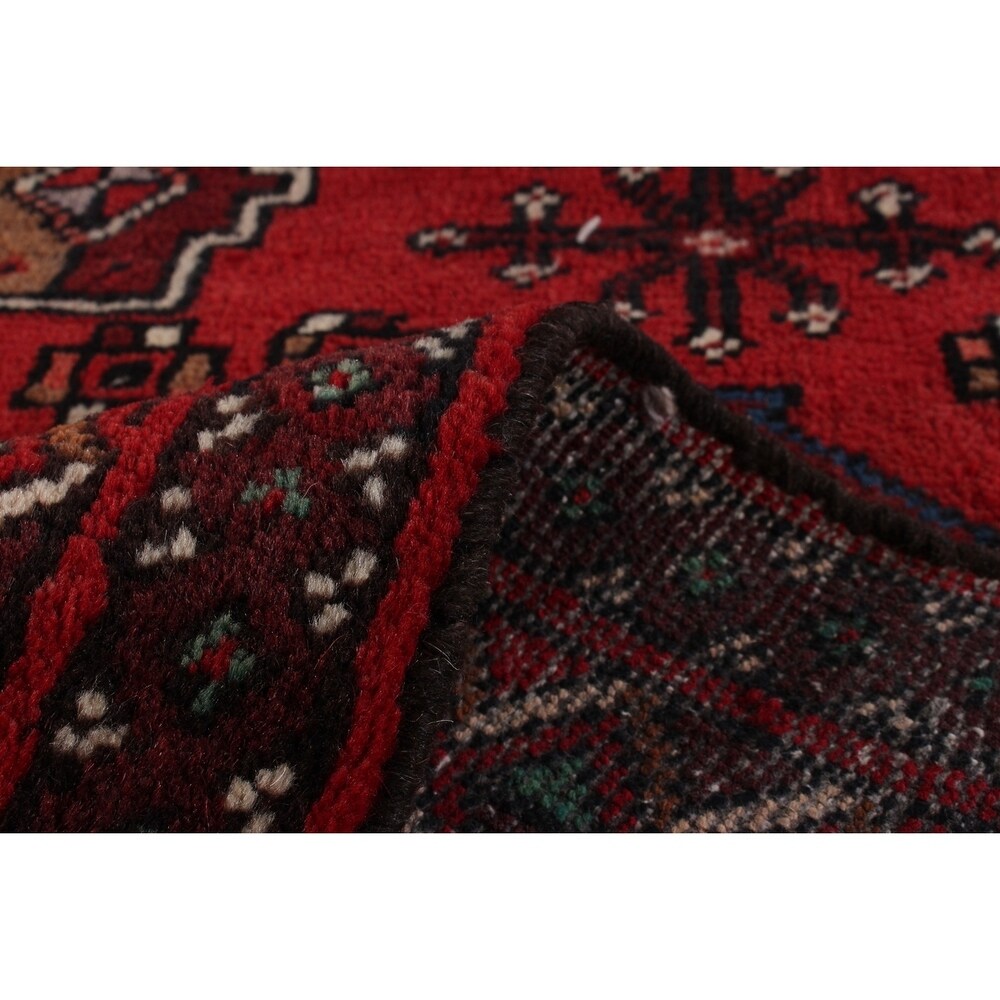 ECARPETGALLERY Hand-knotted Finest Baluch Red Wool Rug - 4'1 x 5'3
